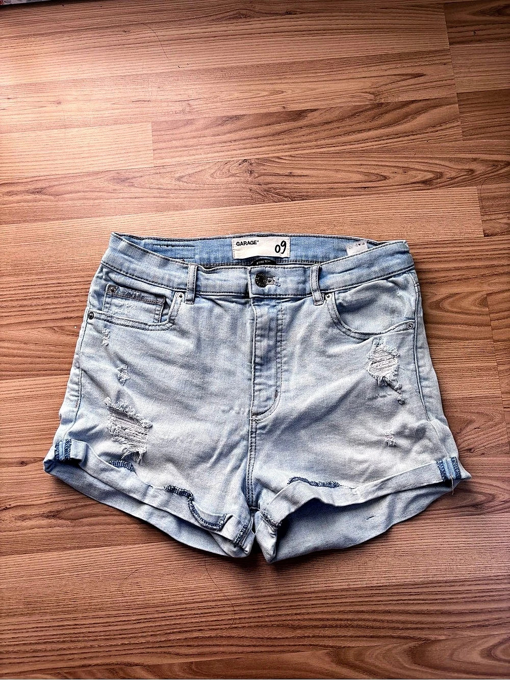 Garage High Rise Denim Shorts Distressed Denim Jean Shorts Blue Size 9